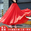 三层雪纺大摆长裙超仙气，拖地沙滩裙新疆舞裙大红色，半身裙540度8米