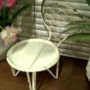 法式复古乡村田园风格白色做旧花园阳台桌面收纳装饰小椅子