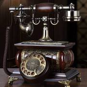 老式仿古电话机实木复古旋转拨号电话机欧式复古中式电话家用