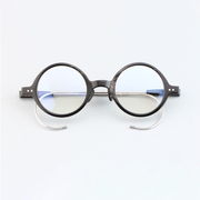 牛角眼镜s925银复古牛角，弹簧镜腿框近视镜框，男大脸近视镜黑框1046