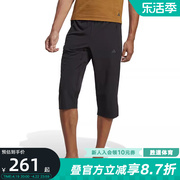adidas阿迪达斯男士夏季黑色，健身运动休闲短裤，七分裤h44515