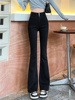 黑色喇叭裤女夏季2024年高腰，显瘦秋季小个子微喇牛仔裤子