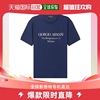 香港直邮Emporio Armani阿玛尼男士T恤海军蓝色棉质字母印花圆领