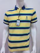 沙家夏季男士翻领黄色条纹短袖T恤欧尼度款都市时尚休闲款
