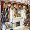 欧式窗帘客厅奢华大气 豪华蓝色雪尼尔美式别墅遮光 法式复古卧室