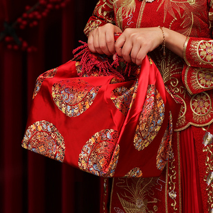 结婚礼红色包袱皮刺绣大号中式女方新娘陪嫁妆包裹布婚庆喜盆红布