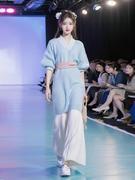 新中式国风套装女秋冬季中长款蓝色软糯针织毛衣连衣裙内搭两件套