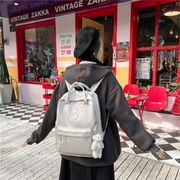 日系ins少女双肩包韩版初，中学生书包女潮大容量，纯色尼龙手提背包