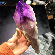 乌拉圭天然紫水晶权杖骸骨骨干原石原矿彩虹紫黄晶金字塔家居摆件
