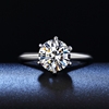 1克拉仿真钻石戒指女六爪铂金，莫桑石指环(石指环，)纯银钻戒个性对戒男礼物