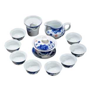青花瓷茶具套装家用整套陶瓷功夫茶具德化白瓷泡茶器盖碗茶杯