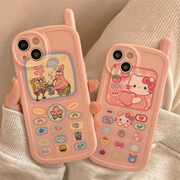 大哥大造型可爱卡通粉色猫咪适用苹果13手机壳iphone14promax12硅胶11女xs创意，xr软xsmax防摔14pro手机套