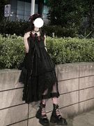 夏季女装2024高档套装新中式，国风禅意黑色，吊带连衣裙子女夏季