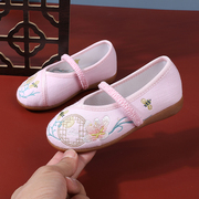 汉服女鞋春秋儿童绣花鞋学生演出舞蹈鞋，古装刺绣国风老北京女童鞋
