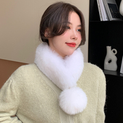 狐狸毛围脖女冬季韩版气质可爱球球磁铁吸扣保暖皮草毛领子围巾