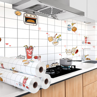 厨房贴纸防油防水防潮耐高温自粘墙纸加厚防火油烟机，灶台墙面壁纸