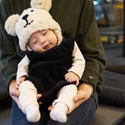 韩版儿童帽子秋冬保暖护耳帽小熊球球可爱男女宝宝婴儿针织毛线帽
