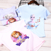 2024夏季女童短袖t恤纯棉，儿童卡通公主圆领，打底衫宝宝童装薄