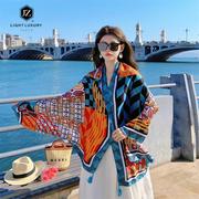 披肩围巾两用秋季薄款丝巾纱巾，海边沙滩防晒三亚泰国旅游拍照