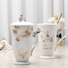 创意欧式陶瓷咖啡杯带盖勺精致骨瓷马克杯子大容量个性办公室水杯