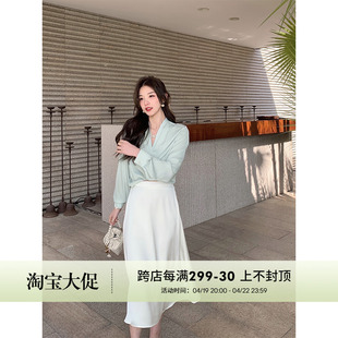 cchen陈陈_白色伞裙女2024夏季法式中长款a字高腰显瘦半身裙