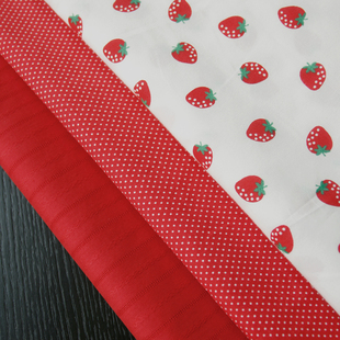 popohouse红色草莓水玉纯色提花，纯棉布料衬衫连衣裙，服装面料diy