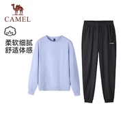 骆驼速干T恤运动套装女春秋季防晒训练服健身跑步长袖上衣