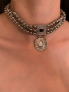 chris民族风锆石金属串珠颈链，夸张锁骨项链个性，项圈脖项链锁骨链