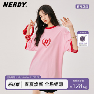 NERDY2023夏季宽松休闲短袖t恤女logo印花时尚情侣同款上衣潮流