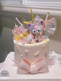 玲娜贝儿摆件蛋糕装饰粉色系狐狸兔子动物插件城堡软陶小糖果插牌
