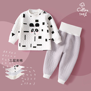 宝宝保暖衣套装婴儿，秋冬加厚衣服纯棉，内衣女0-1岁3夹棉男睡衣冬装