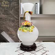 新中式珐琅彩玉瓷花瓶，摆件家庭装饰品客厅，电视柜别墅乔迁新居