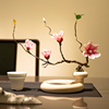 新中式禅意仿真枯枝玉兰套装，陶瓷花瓶客厅，插花摆件桌面艺术装饰品