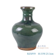 景德镇陶瓷花瓶罐子油壶，仿古窑变绿色，瓜楞梅瓶缸家居装饰老货摆件