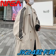 NASA联名风衣外套男女2023英伦风中长款流行毛呢大衣
