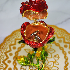 欧式玫瑰花首饰盒创意小公主珠宝盒戒指盒婚礼收纳包装永生花