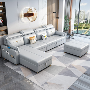 简约现代沙发床科技布客厅(布，客厅)两用可折叠储物转角直排沙发床2023