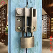 新中式仿古铜扣门锁纯铜木门移门搭扣锁扣明装插销挂锁全铜棍门栓