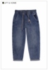 JPTHOME23秋酷感潮流宽松版型自然洗水抽绳系带蓝色牛仔长裤