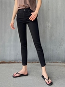 巨显瘦黑色牛仔裤女minibrand春夏高腰显瘦薄款八九分小脚裤