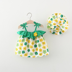 一岁女宝宝公主裙子0-1婴幼儿童夏季衣服2到3纯棉套装4个5月6吊带