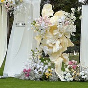 婚庆巨型纸花手工diy褶皱自由曲线造型纸艺飘带，大型婚礼背景装饰