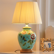 台灯卧室床头灯客厅，复古新中式欧式田园温馨暖光调光美式陶瓷