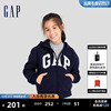 gap女童秋冬logo碳素软磨抓绒，柔软卫衣儿童装，运动连帽衫819394