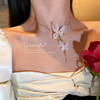 韩国东大门时尚个性珍珠镶钻蕾丝，蝴蝶项链颈链，超仙少女锁骨链项饰