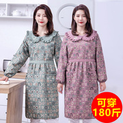 煮饭围裙韩版女时尚加长加肥罩衣厨房家用加厚棉布可爱带袖工作服