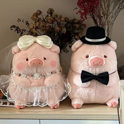lulu猪压床娃娃一对婚房喜床布置结婚礼物，陪嫁婚纱小猪玩偶送新娘