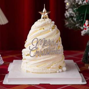 圣诞节许愿树打桩片蛋糕装饰品圣诞树五角星蜡烛水钻圣诞快乐插件