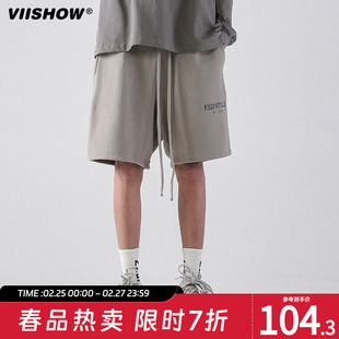 VIISHOW短裤男款夏季潮牌阔腿印花美式运动裤子宽松休闲五分卫裤