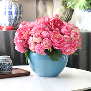 紫嫣套餐花束仿真花牡丹中式客厅，餐桌装饰花卉婚礼布置假花摆件
